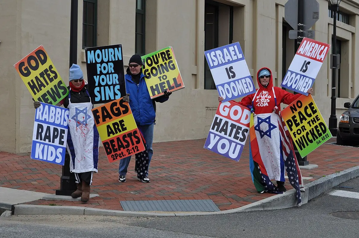 Members of the Westboro Baptist Church demonstrate at the Virginia Holocaust Museum on March 2, 2010 Image: JCWilmore.