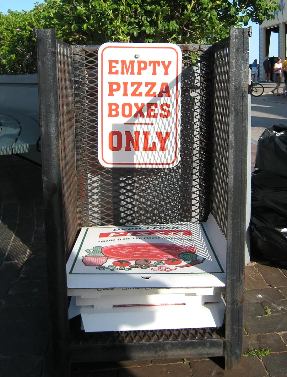 File photo of empty pizza boxes. Image: Connie at Flickr.