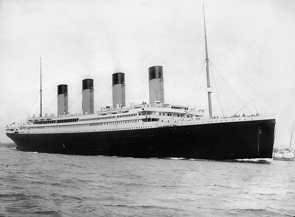 The original RMS Titanic departing Southampton on April 10, 1912.
