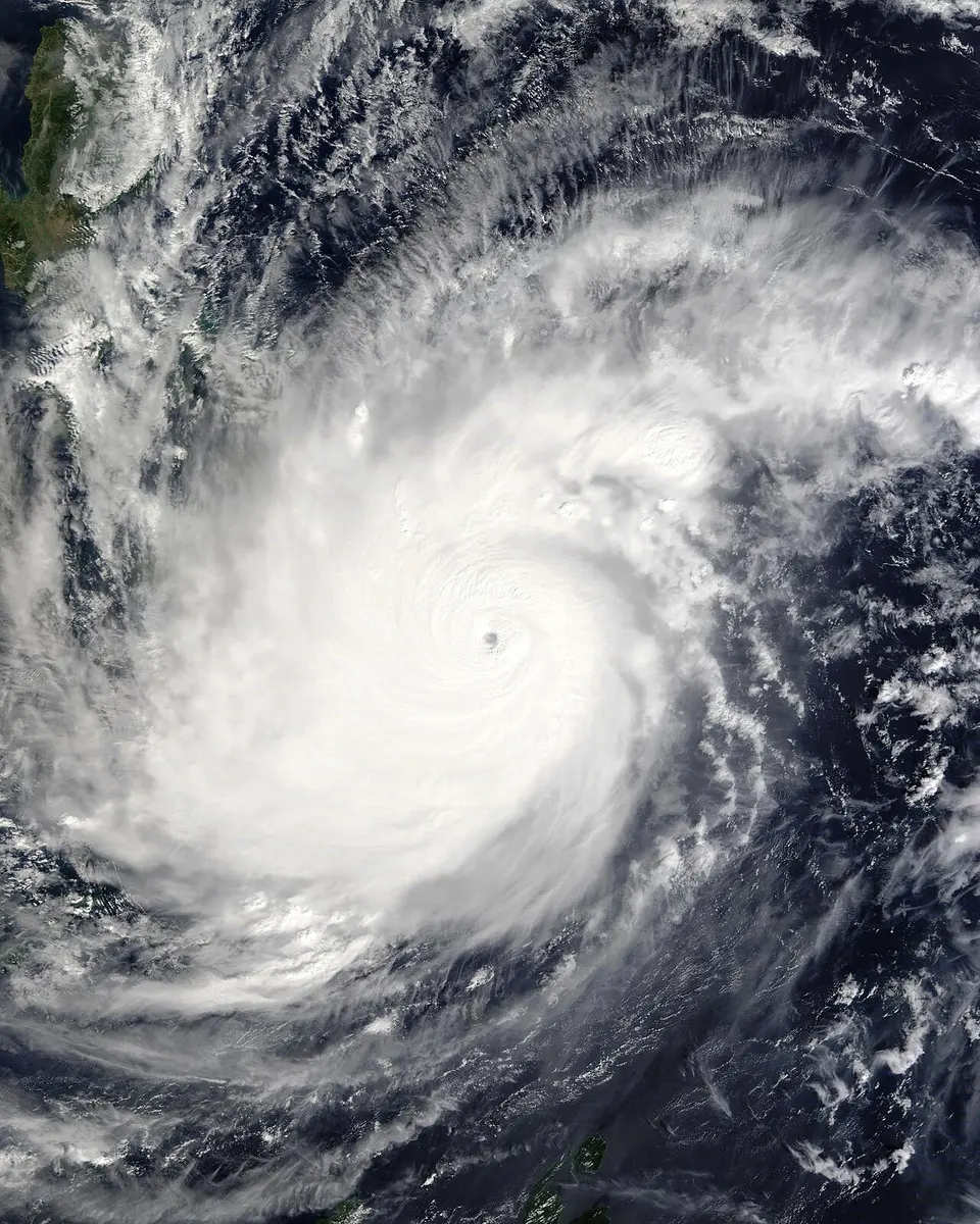 Typhoon Rai at its initial peak intensity off the coast of Siargao Island, Philippines on December 16.Image: NASA/Terra-MODIS.