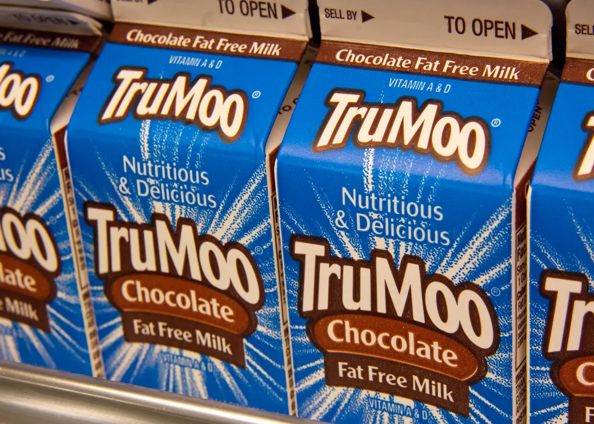 File photograph: Chocolate milk for lunch service at Washington-Lee High School in Arlington, Virginia, on October 19, 2011. Photograph: Bob Nichols / USDA via Wikimedia Commons, CC BY 2.0.