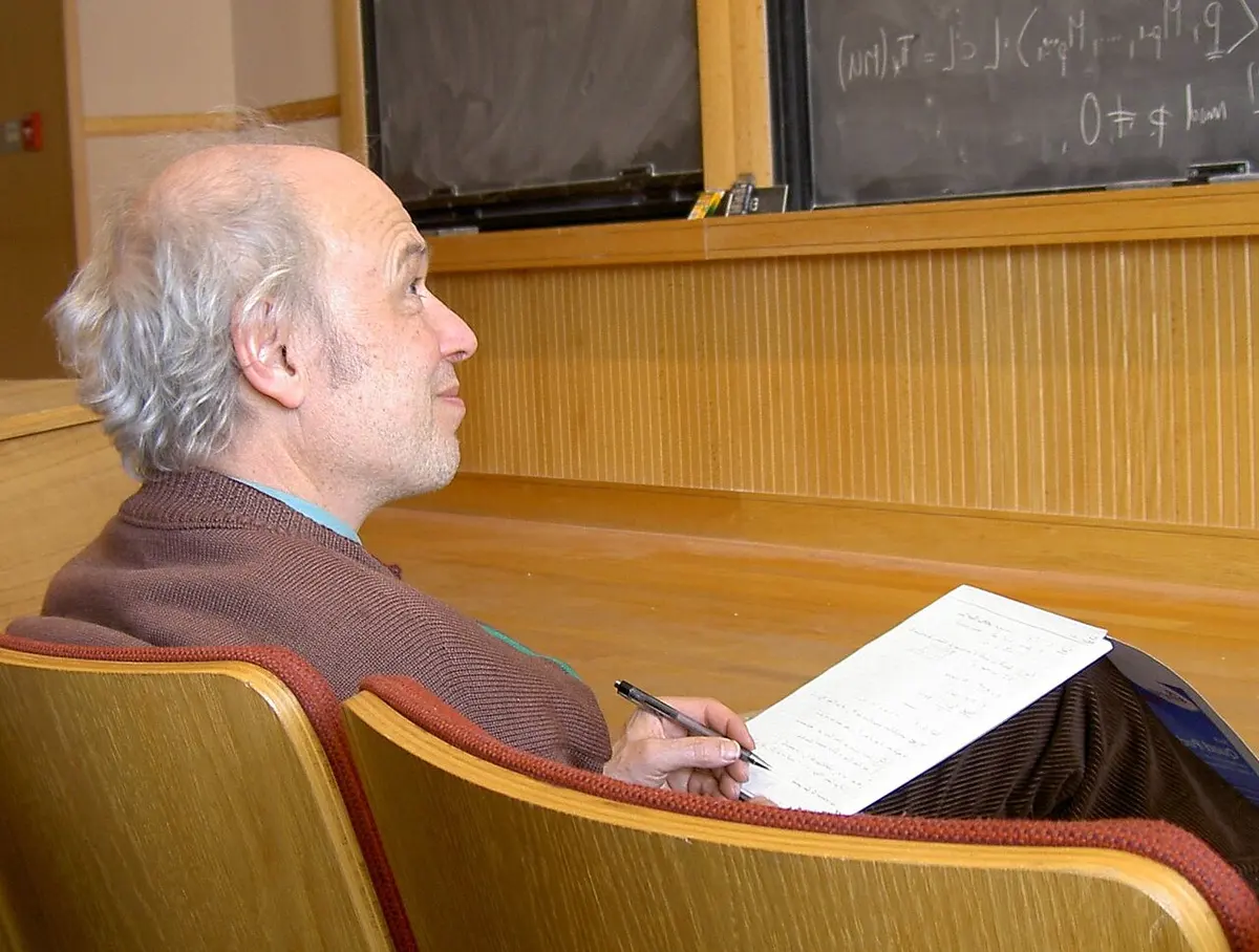 Mirrored photo of Pierre Deligne in 2005 Image: Eecc (original); Gryllida (mirror).
