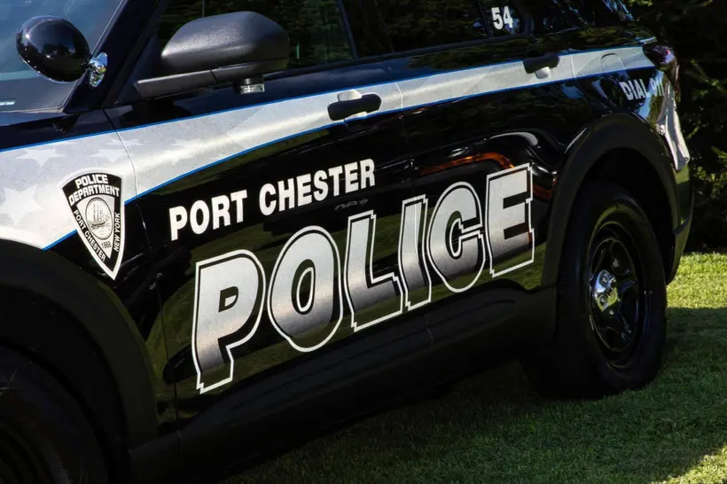 A close-up photo of a Port Chester police car.