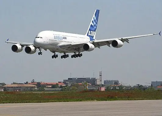 The A380 on its maiden flight.