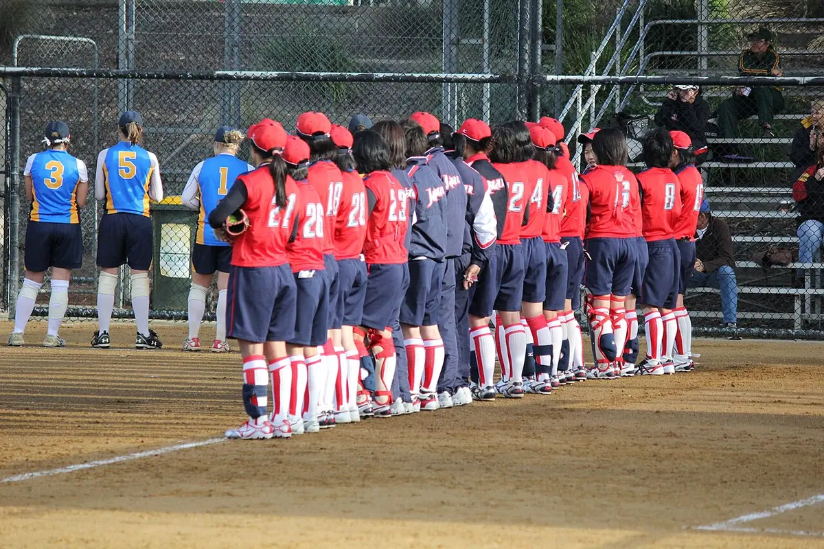 The Japanese side lined up during player introductions Image: LauraHale.