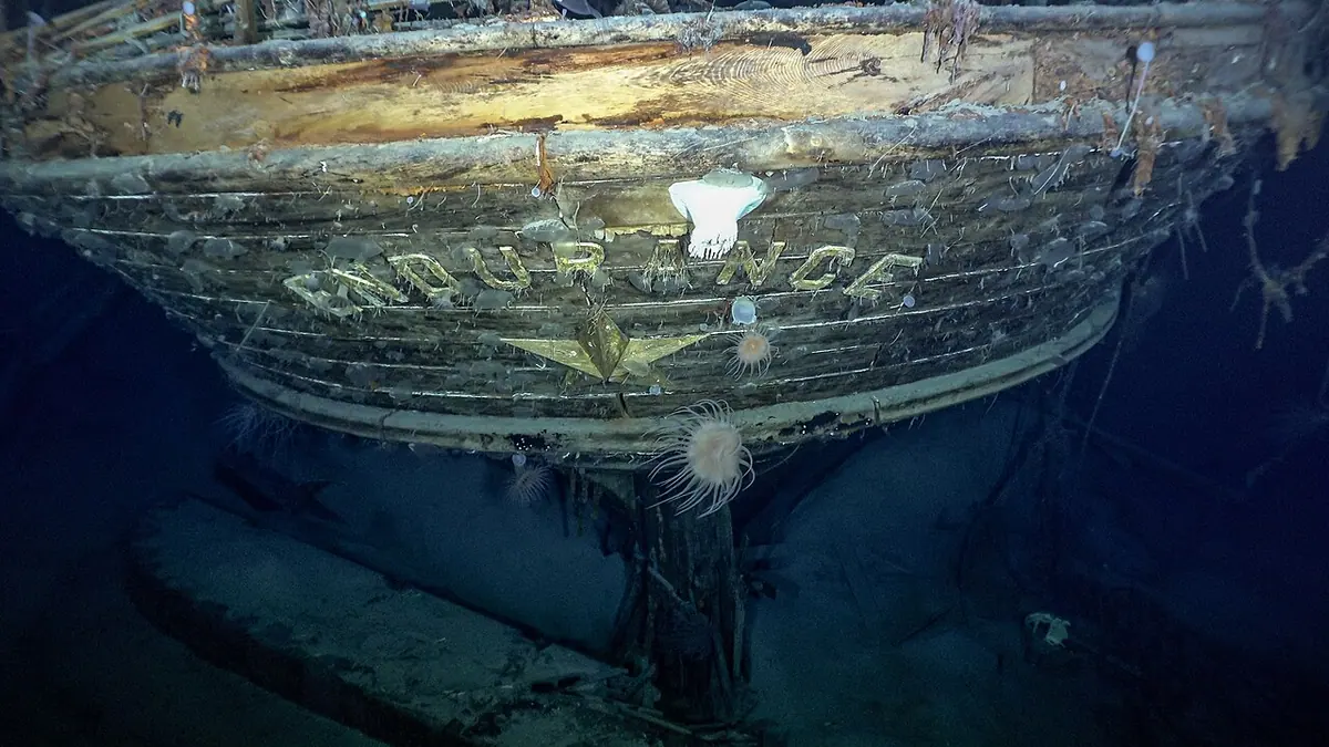 Stern of Endurance as uncovered on March 7, 2022. Image: Endurance22.