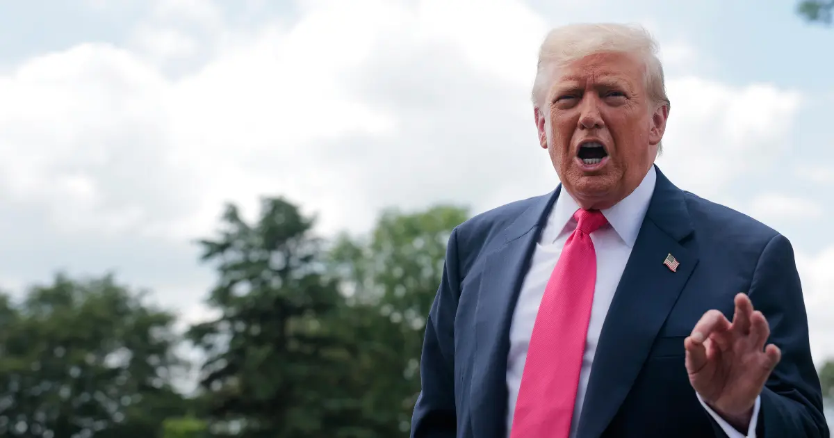 Donald Trump talking Donald Trump talking U.S. President Donald Trump speaks to the media as he departs the White House on July 15, 2025 in Washington, DC. Credit: Anna Moneymaker/Getty Images via Sentient.