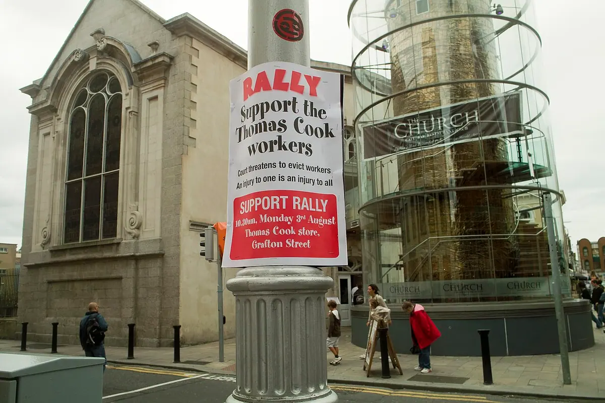 Signs advertising Monday's rally dot Dublin Image: informatique.