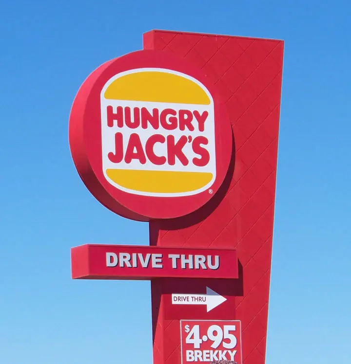 Sign at the front of Hungry Jack's Bathurst