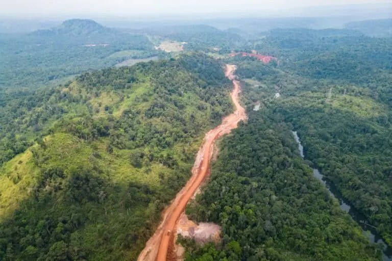 A new road through forest in the Cardamom Mountains of Cambodia. Image by Gerald Flynn / Mongabay.