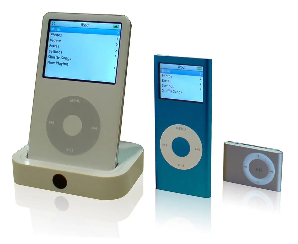 A variety of iPods.