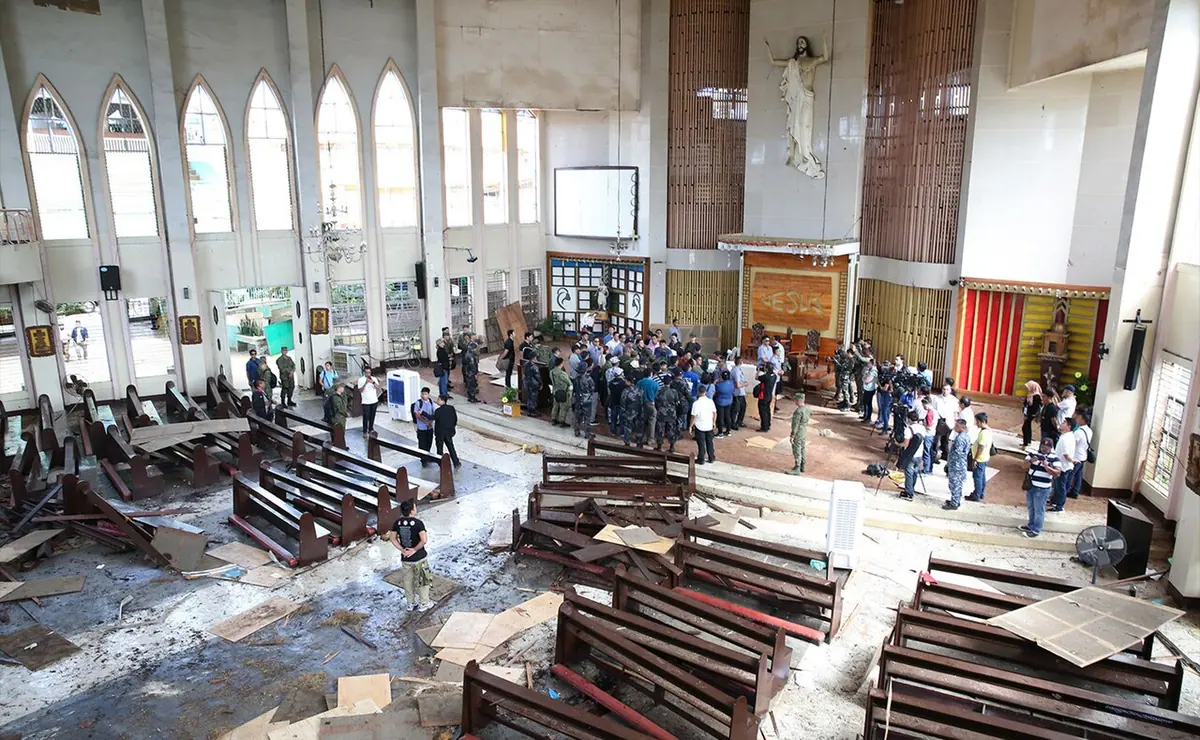 The interior of the cathedral after the bombings.Image: Albert Alcainon behalf of the Office of the President.