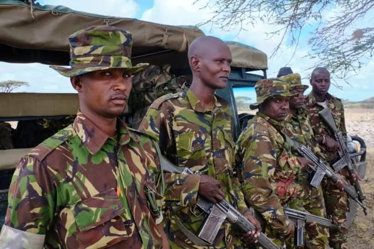 Wildlife rangers with the Northern Rangeland Trust's 'Nine Team' in Kenya. Image by Ashoka Mukpo for Mongabay