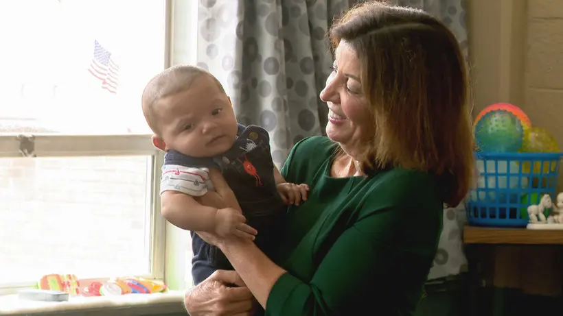 Hochul visited a daycare in Syracuse to advocate for affordable child care in July, a month before she became governor. | Courtesy of CNY Central