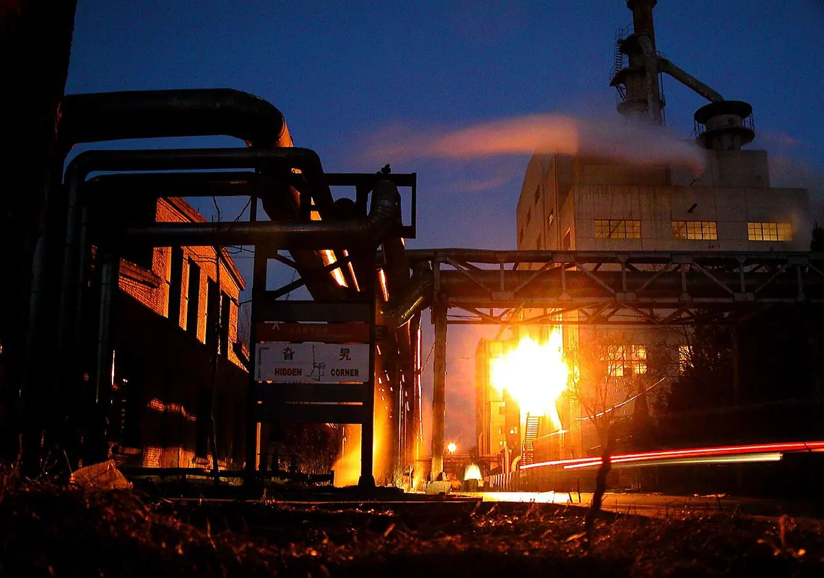 Industrial area of Beijing, China at night.Image: Peter Morgan.