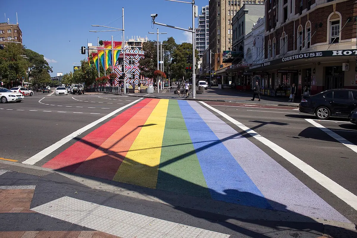The rainbow colored sidewalkImage: Bidgee.