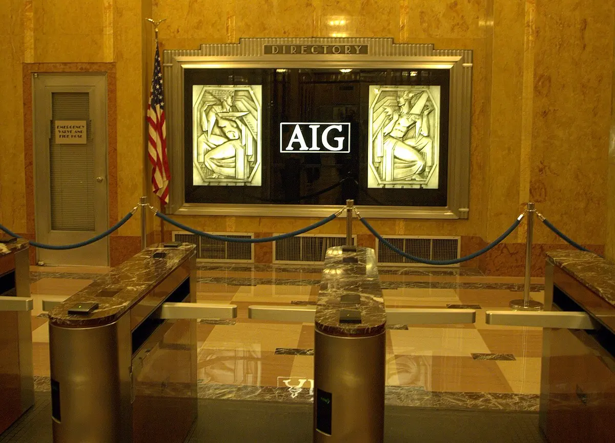 The AIG building lobby at 70 Pine Street in New York City
