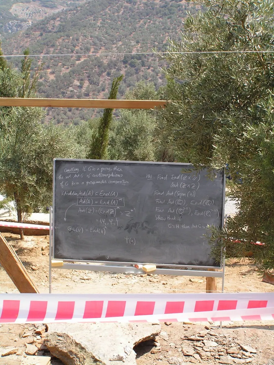 Black board cordoned off by police tape at Prof Nesin's banned math summer school Image: Alexandre Borovik.