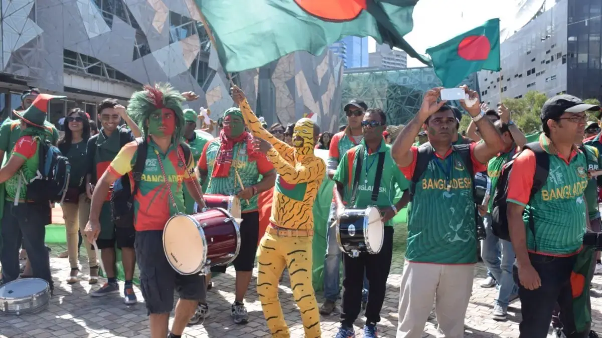 Supporters at the India vs Bangladesh CWC15 quarter final at the MCG, Australia. Image via Flickr by Tourism Victoria. CC BY 2.0.