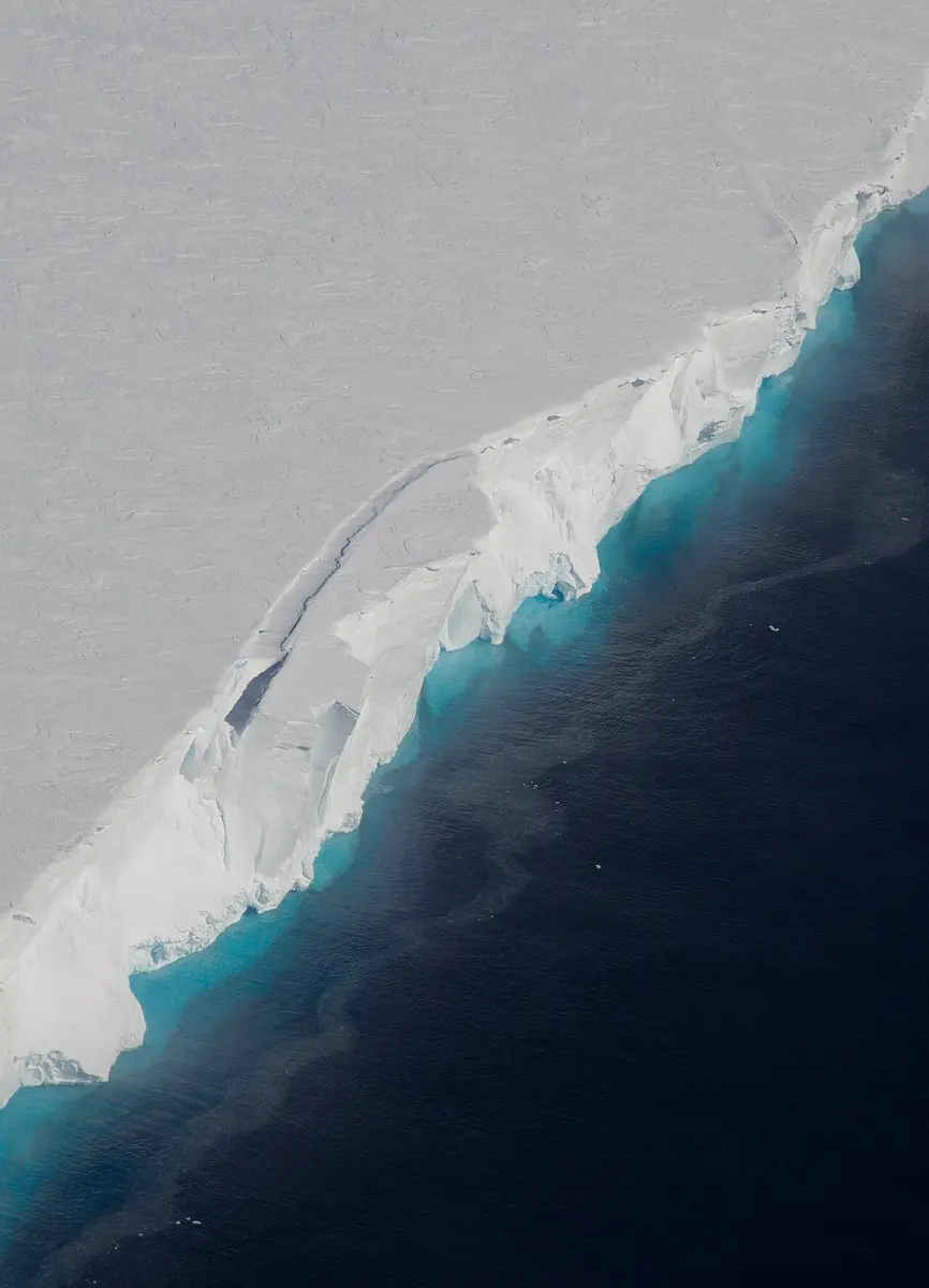 The edge of an ice shelf in Antarctica.Image: NASA and Jane Beitler.