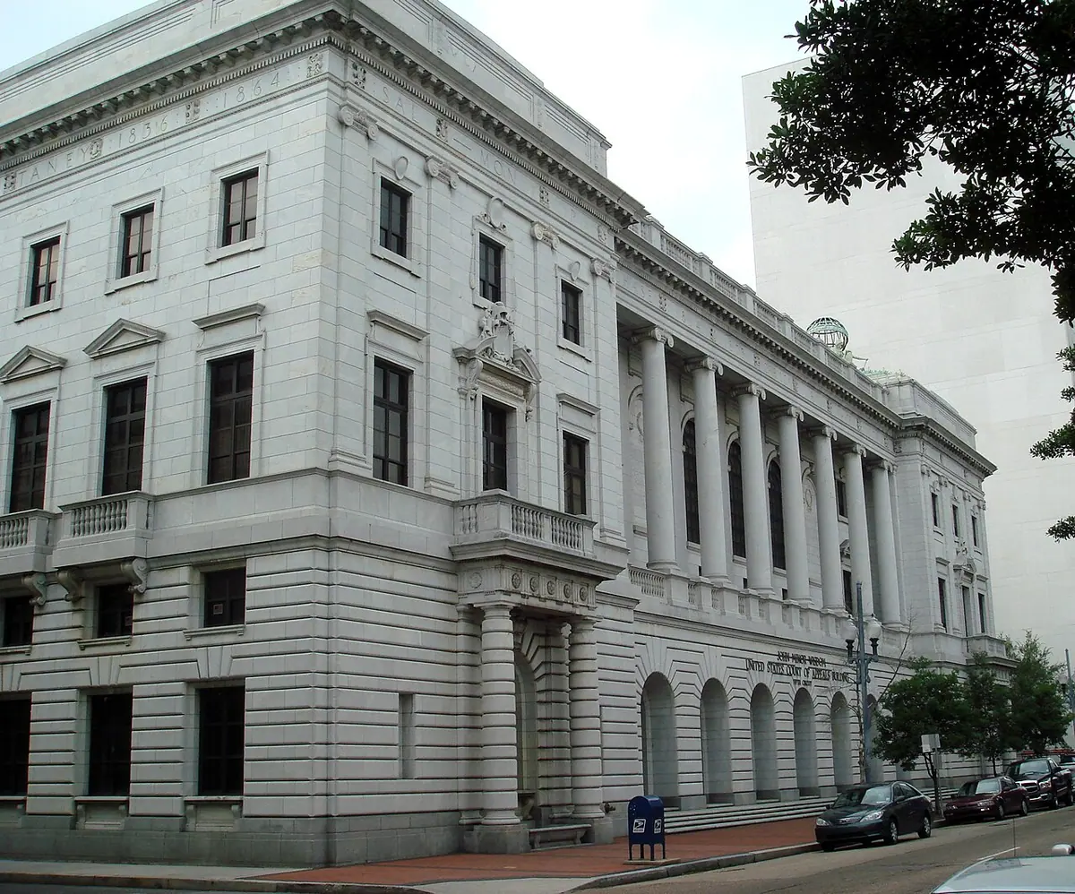 The John Minor Wisdom U.S. Courthouse, home of the United States Court of Appeals for the Fifth Circuit, New Orleans, Louisiana. Image: Bobak Ha'Eri.