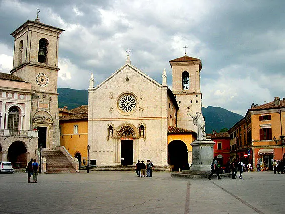 File photo of a church in Norcia, Italy, 2003. Image: Starlight.