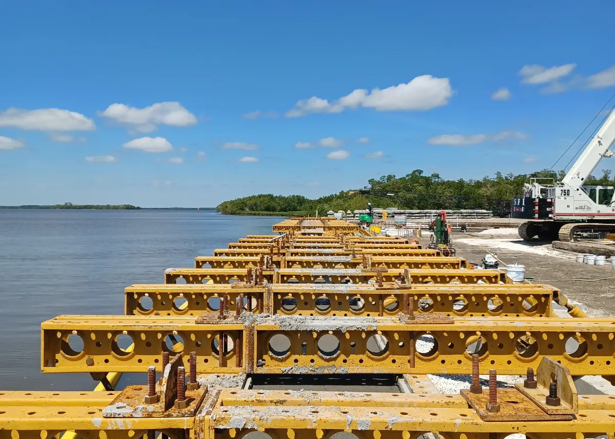 A new seawall is being constructed at the Gulf Coast location NPS Photo