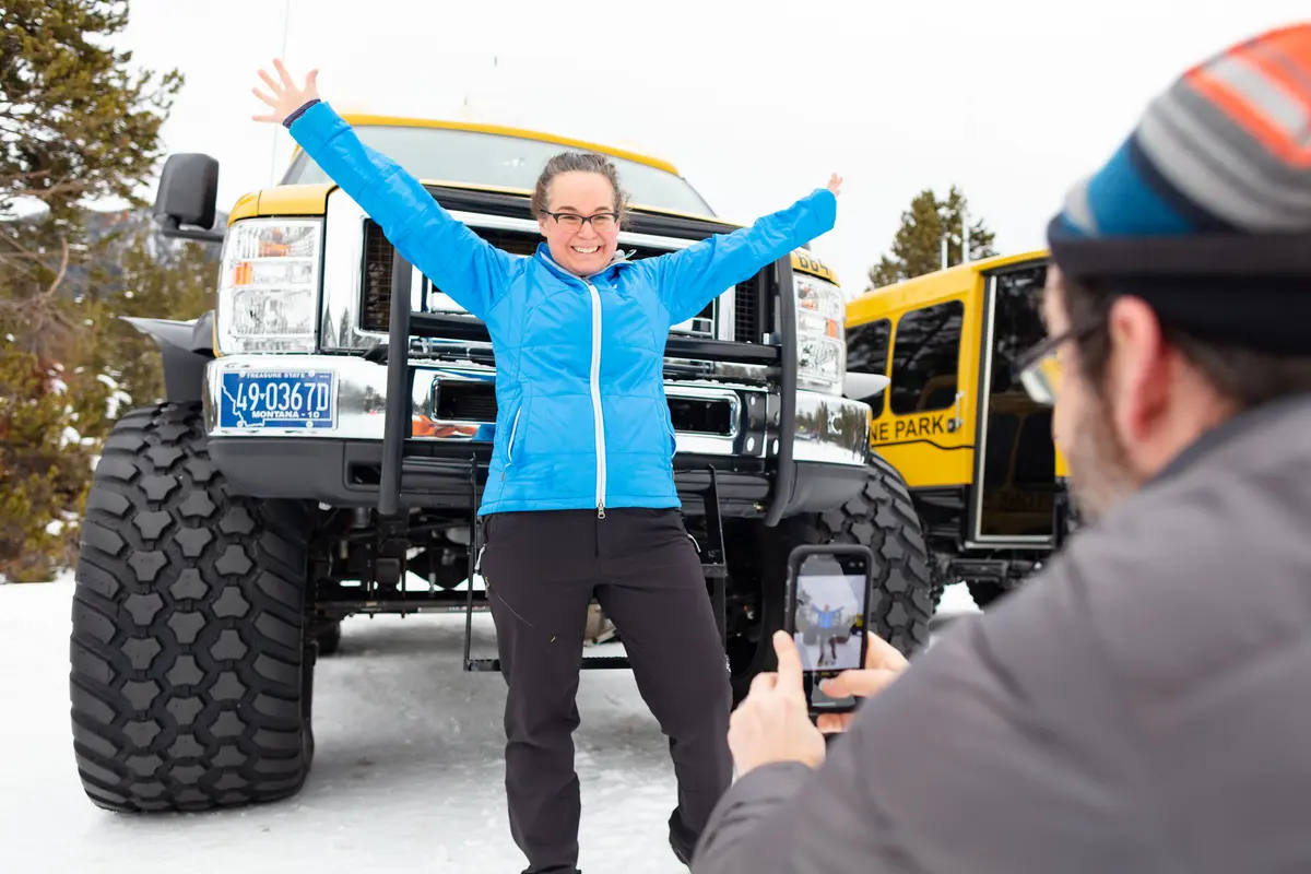 Posing with a snowcoach NPS / Jacob W. Frank