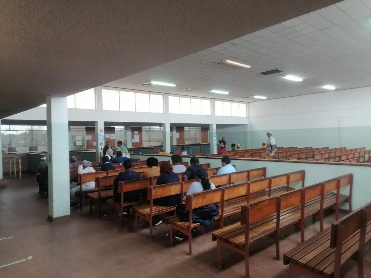 The out-patient reception at Dora Nginza Hospital in Gqeberha is usually packed and busy with staff and patients, but on Wednesday the area was nearly empty amidst a strike by nurses and supporting staff. Photo: Joseph Chirume