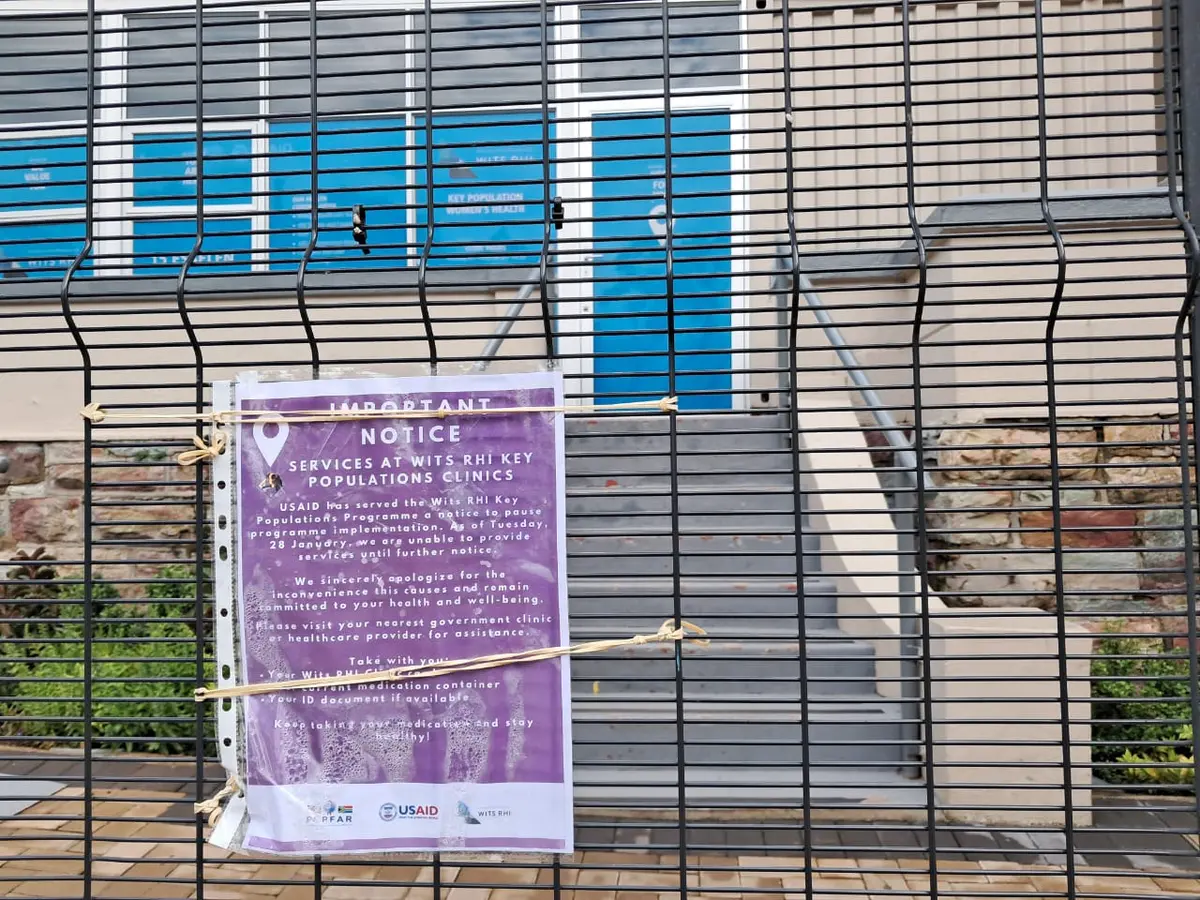 Sign outside a Wits RHI clinic in Johannesburg. Photo: Ihsaan Haffejee