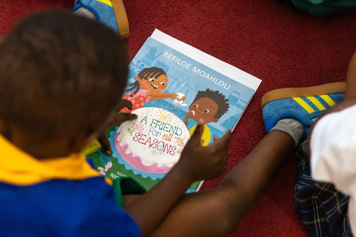 Each child was given a copy of Refiloe Moahloli’s book after the session on Tuesday.