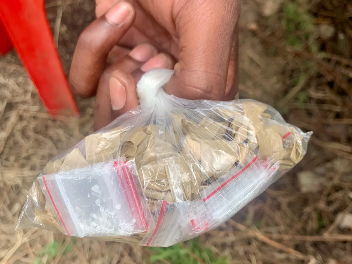 A packet filled with bags of nyaope and crystal meth. The brown sleeves contain nyaope, while the see-through baggies contain meth. Photos: Jesse Copelyn